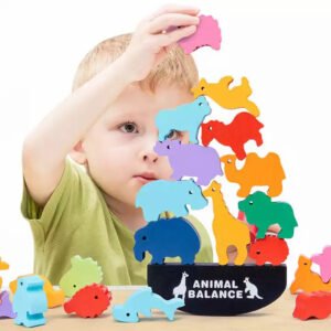 Wooden Dinosaur Toys Stacking Games, Gifts for Kids 3-5 Year Old Boys Girls