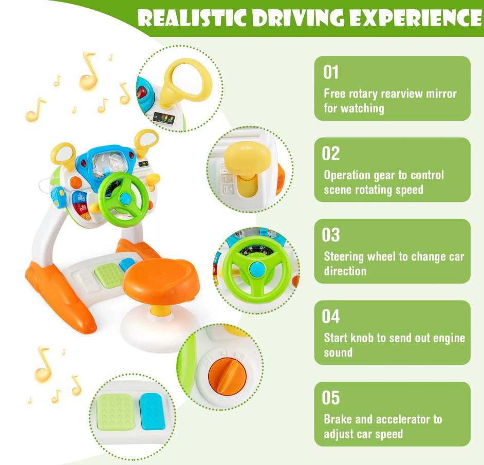 Driver Kids Steering Wheel Toy - Pretend Play Driving Simulated Toy - Image 4