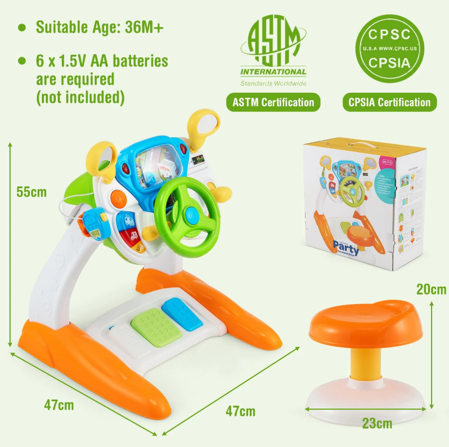 Driver Kids Steering Wheel Toy - Pretend Play Driving Simulated Toy - Image 7